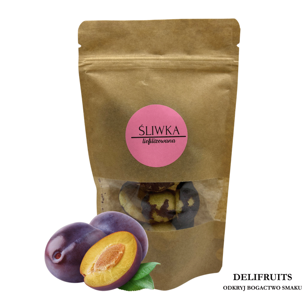 śliwka liofilizowana połówki, owoce liofilizowane