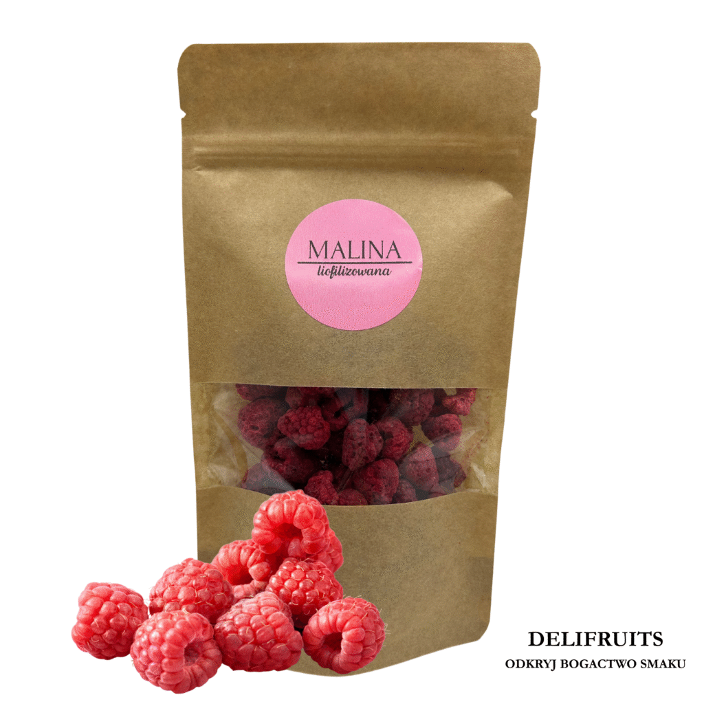 malina cała liofilizowana, owoce liofilizowane
