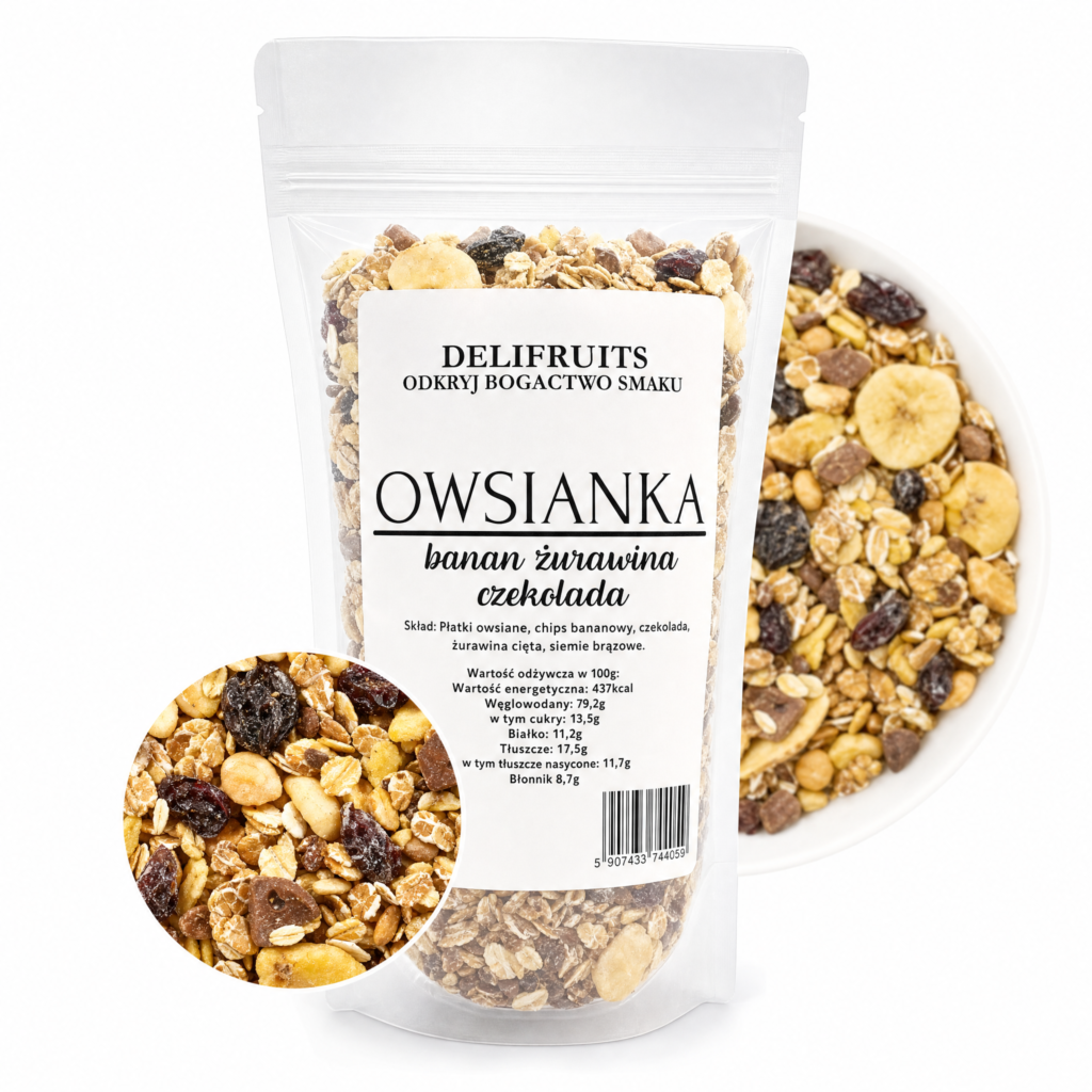 owsianka żurawina banan czekolada
